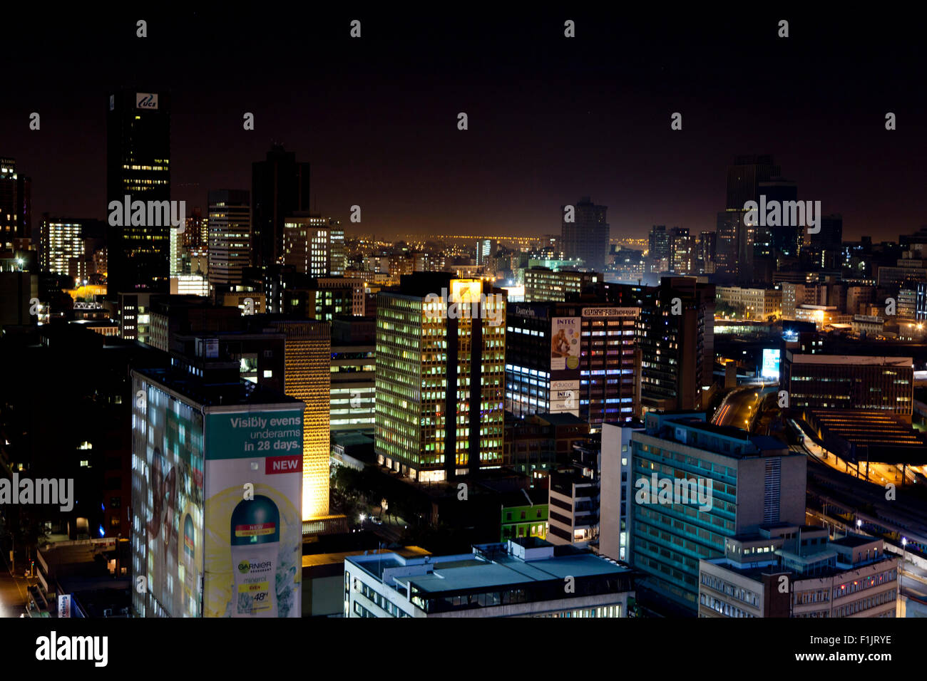Night shot of a city scene Stock Photo