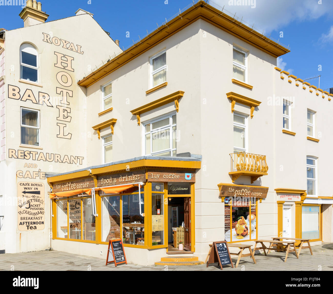 The Coffee Corner, and independent coffee shop in Bognor Regis on the seafront in West Sussex, England, UK. Stock Photo