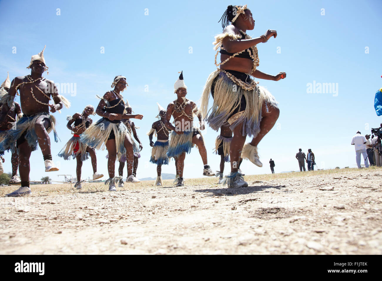 Traditional dancing, Singita Grumeti, Tanzania Stock Photo