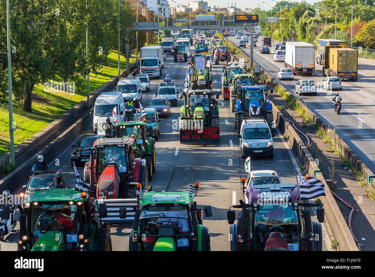 Paris, France. French Farmers Demonstration with 1000's Tractors