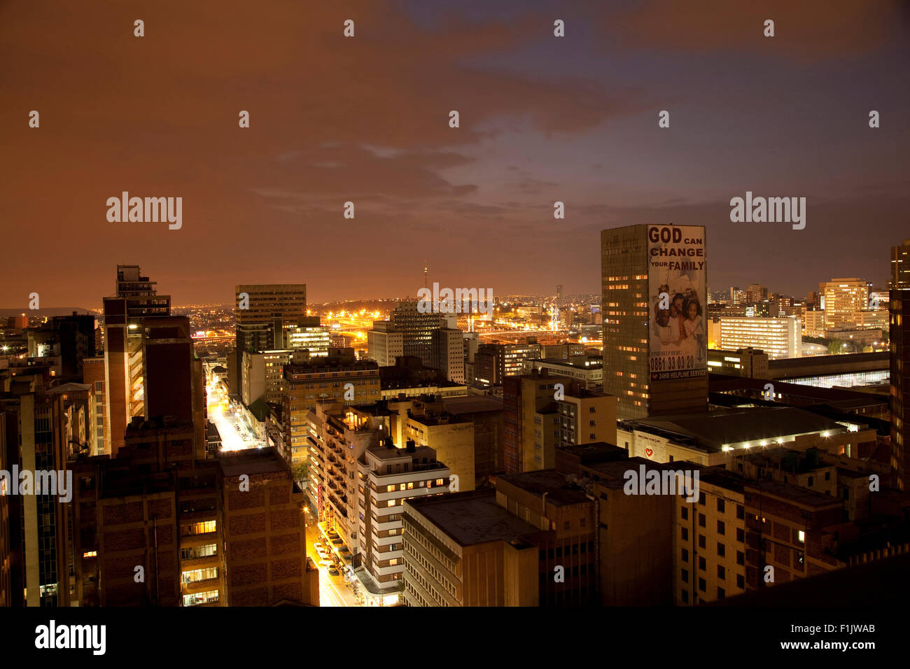 Skyline at night, Johannesburg Stock Photo Alamy