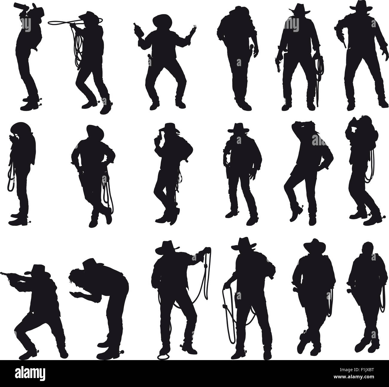 Silhouettes of cowboy Stock Photo