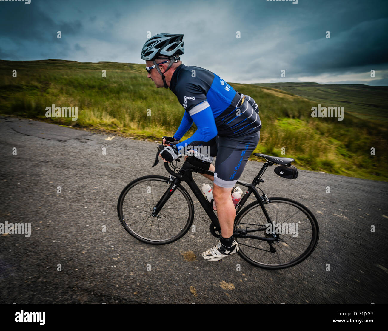 Cyclist taking part in a sportive in the Yorkshire Dales National Park. Stock Photo