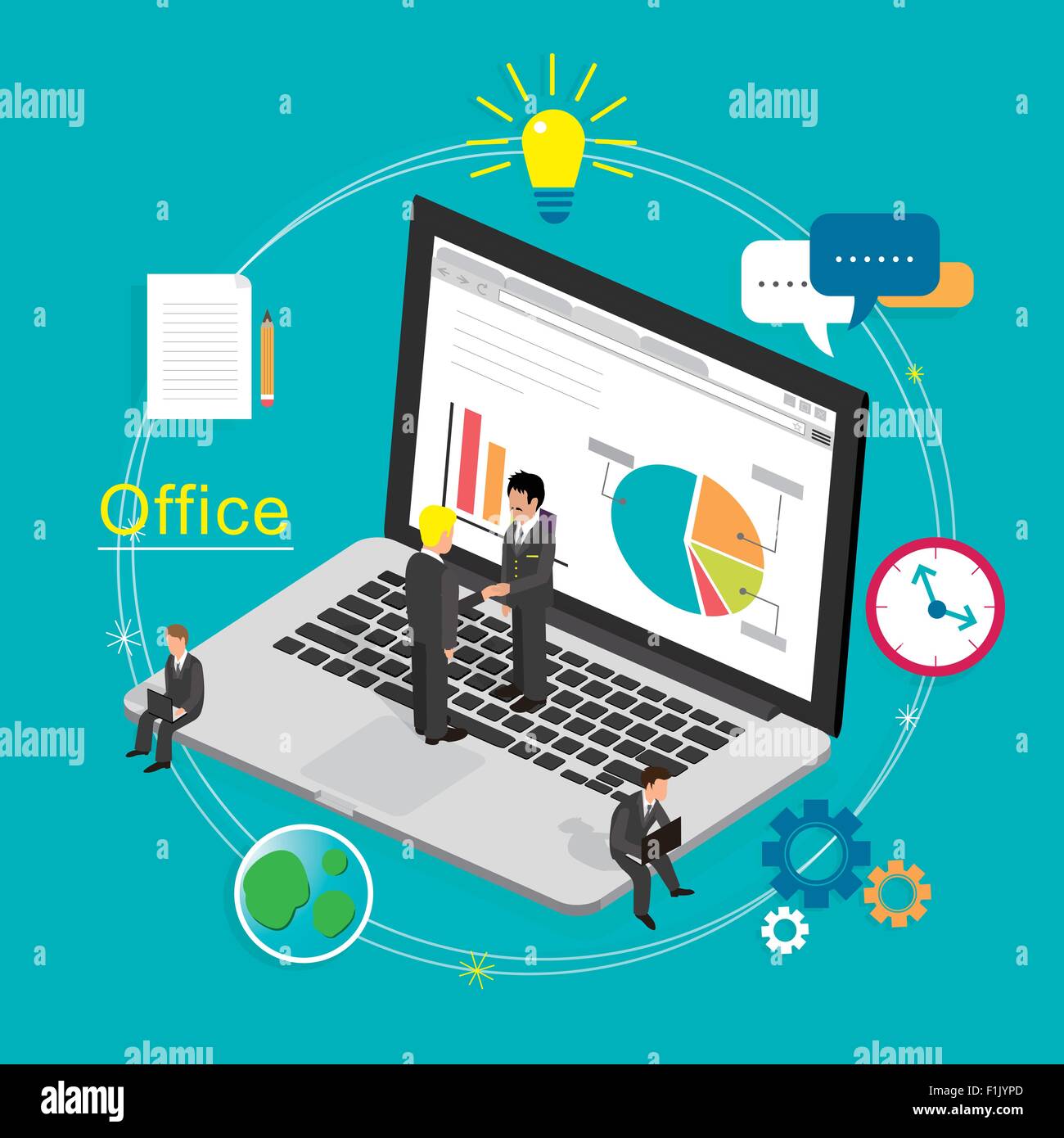 flat 3d isometric design of business concept Stock Vector Image & Art ...