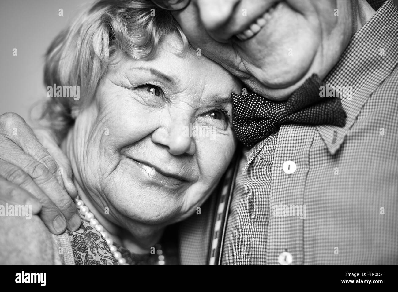 Elderly female and her loving husband Stock Photo