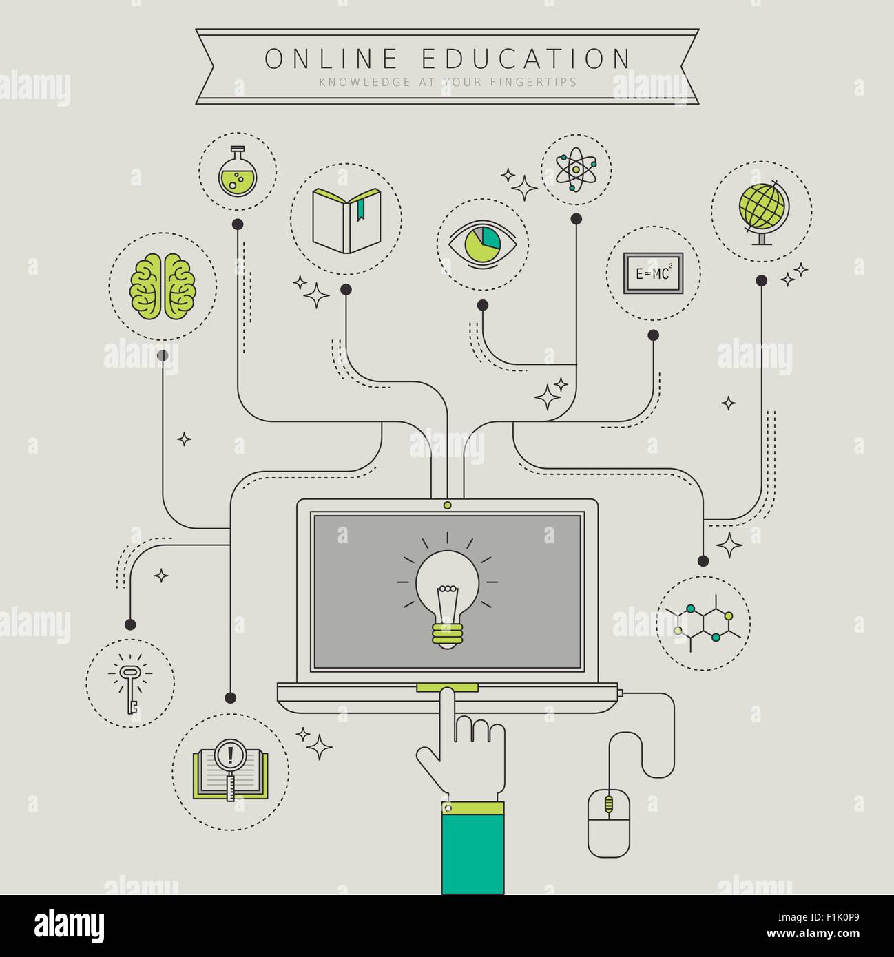 online education concept in thin line style Stock Vector Image & Art ...