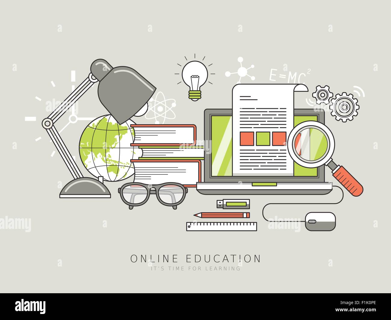 online education concept in thin line style Stock Vector Image & Art ...