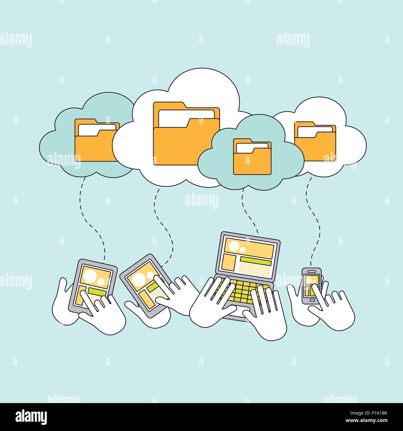 cloud storage concept in thin line style Stock Vector Image & Art - Alamy