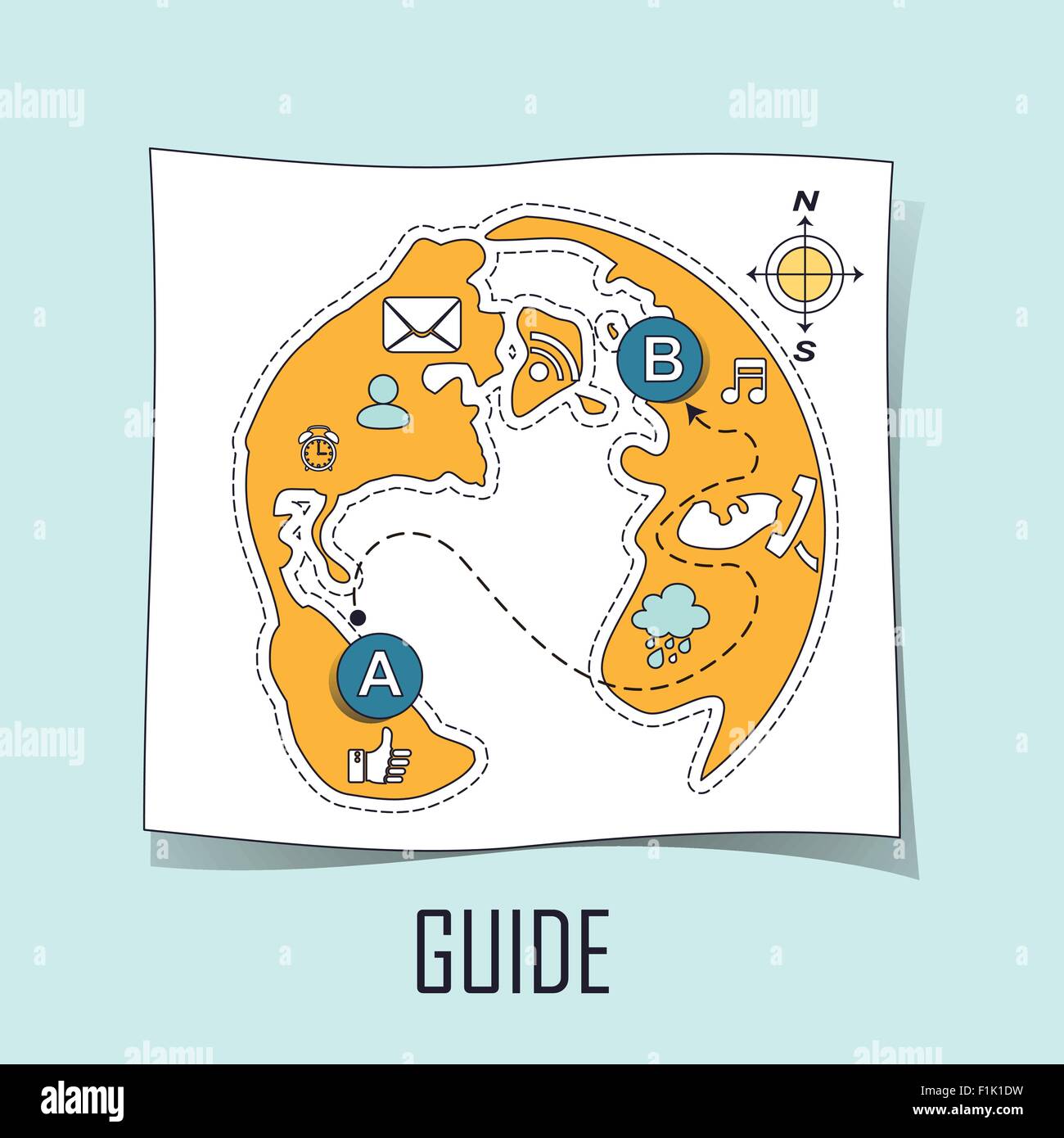 guide concept lovely hand drawn map in line style Stock Vector Image