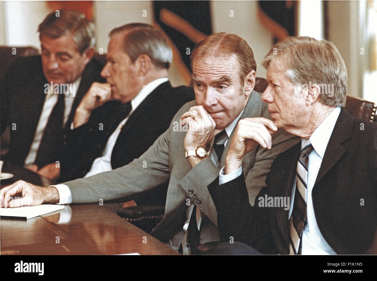 United States President Jimmy Carter talks with US House Majority