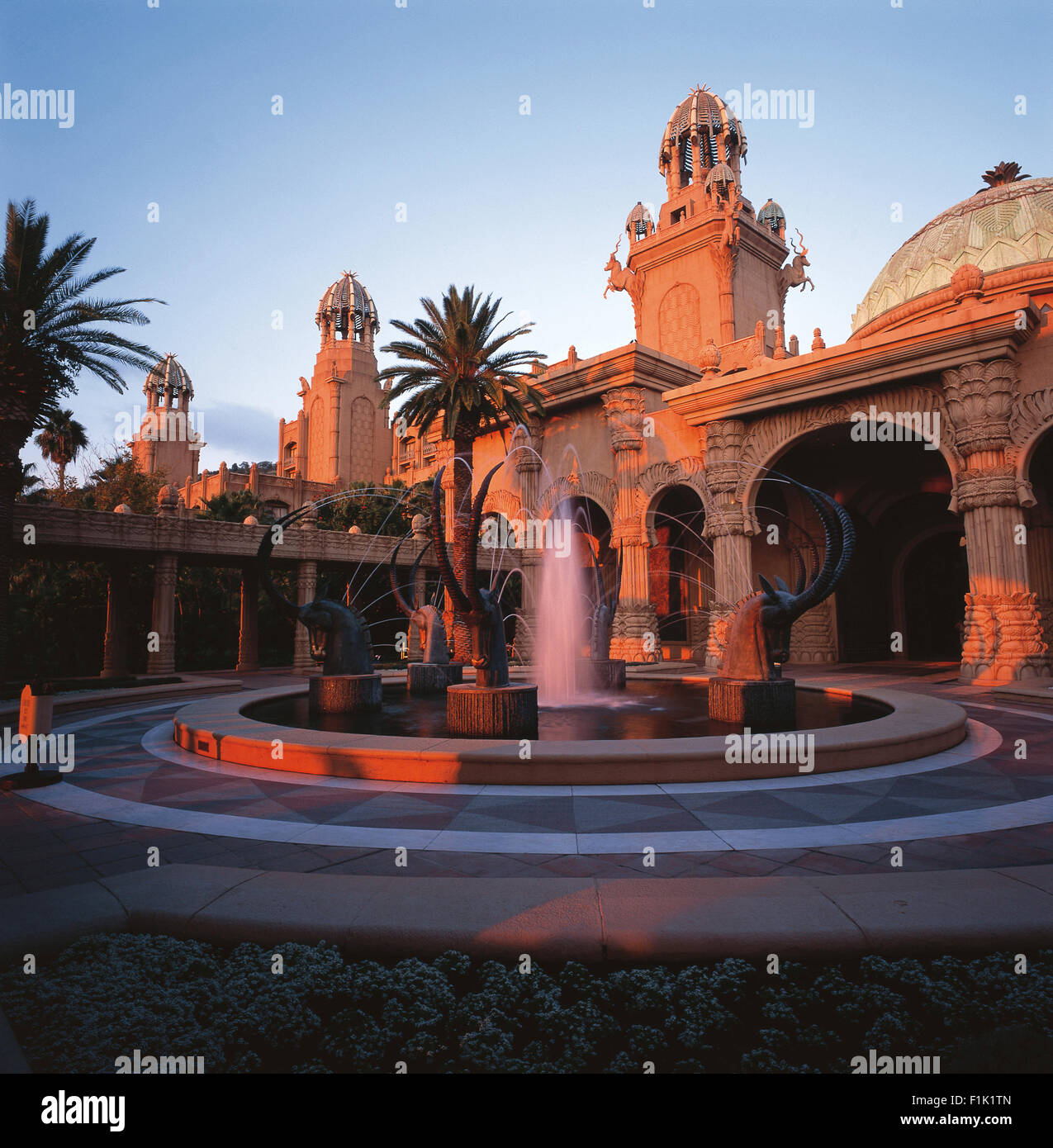 Fountain at Lost City Resort. Sun City, North West Province, South Africa, Africa. Stock Photo