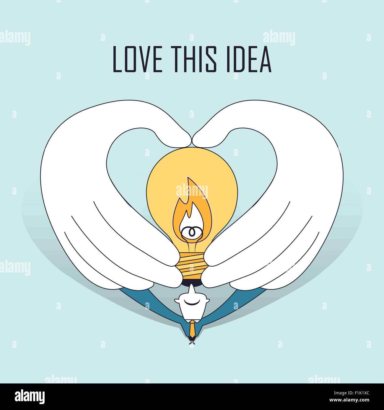 love this idea: hands holding a lighting bulb in line style Stock Vector
