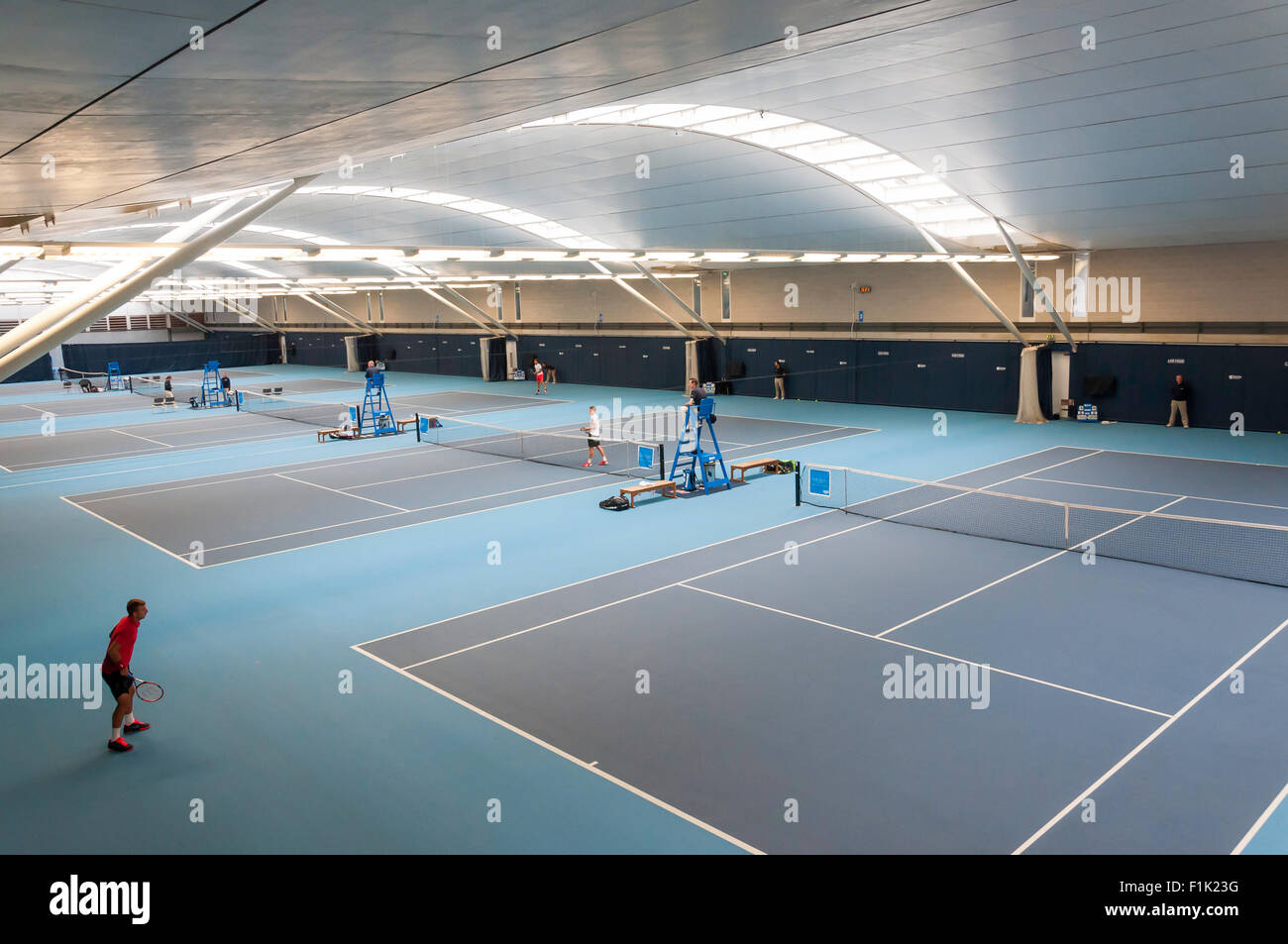 Indoor courts, National Tennis Centre, Priory Lane, Roehampton, London Borough of Wandsworth, Greater London, England, United Kingdom Stock Photo