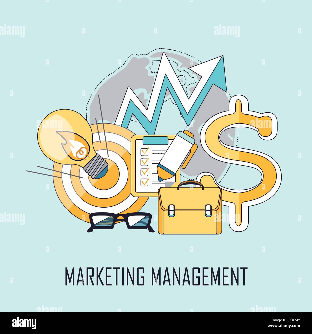 marketing management concept in flat line style Stock Vector Image ...