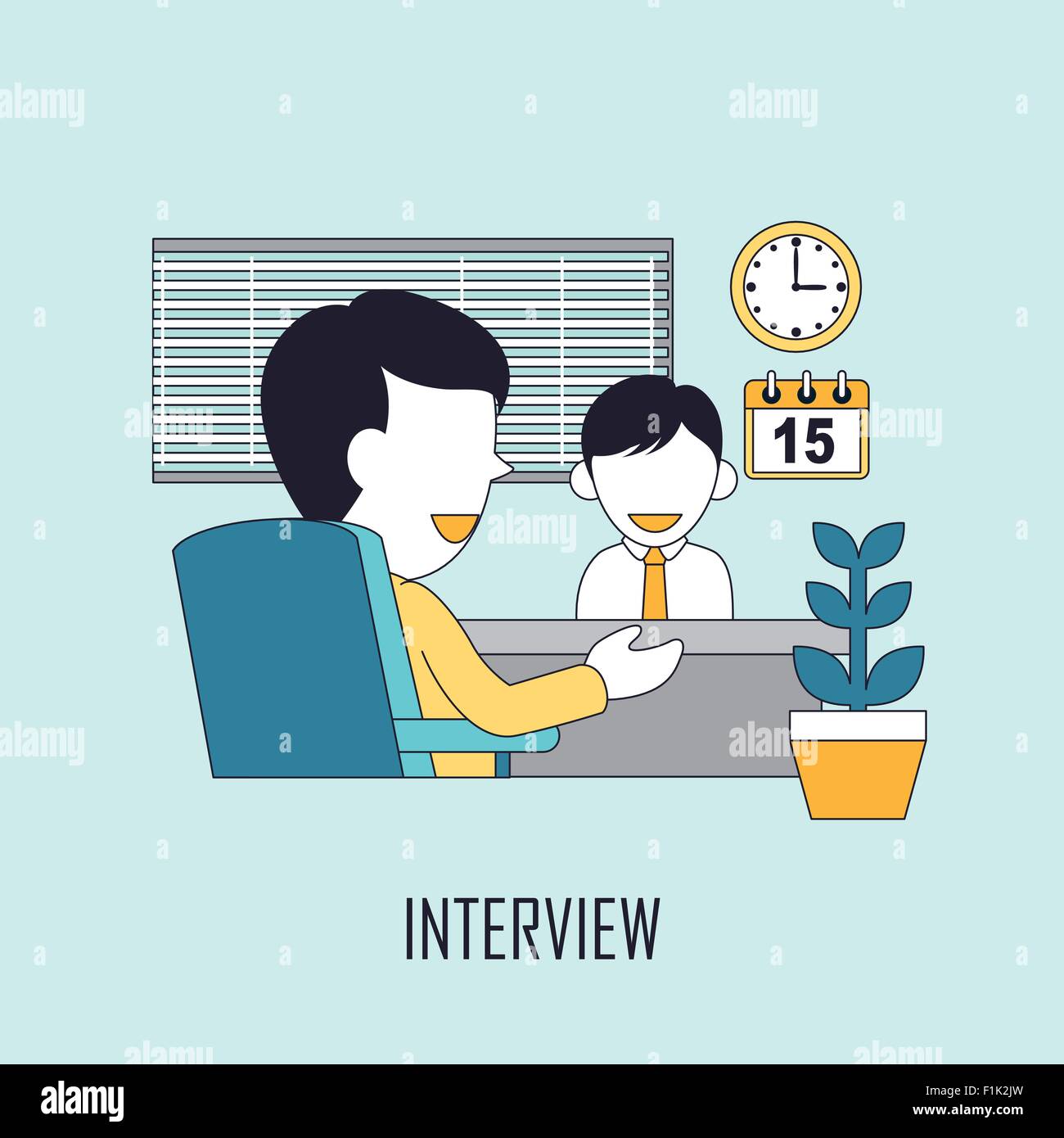 finding job concept: interview in line style Stock Vector