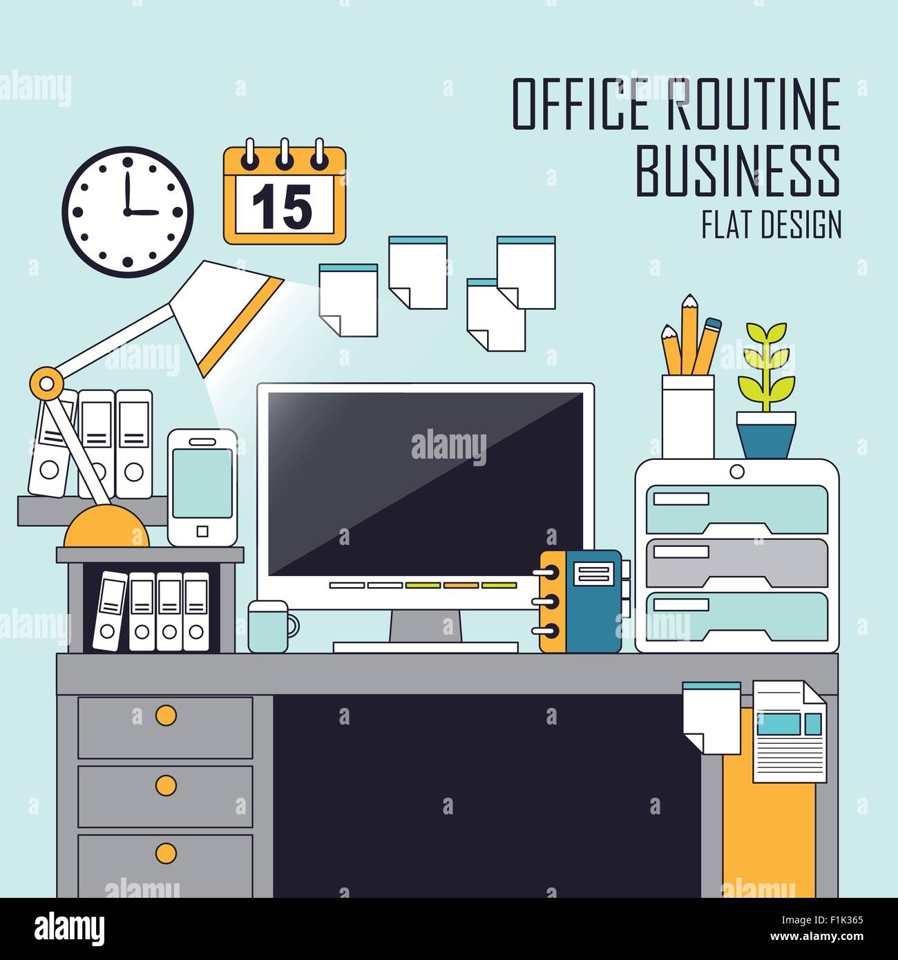 office routine concept in flat line style Stock Vector Image & Art Alamy