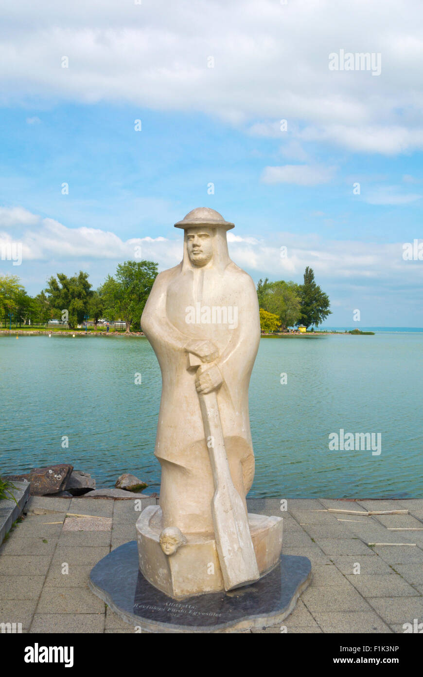 Általános statue, Revfulop, Lake Balaton, Hungary, Europe Stock Photo