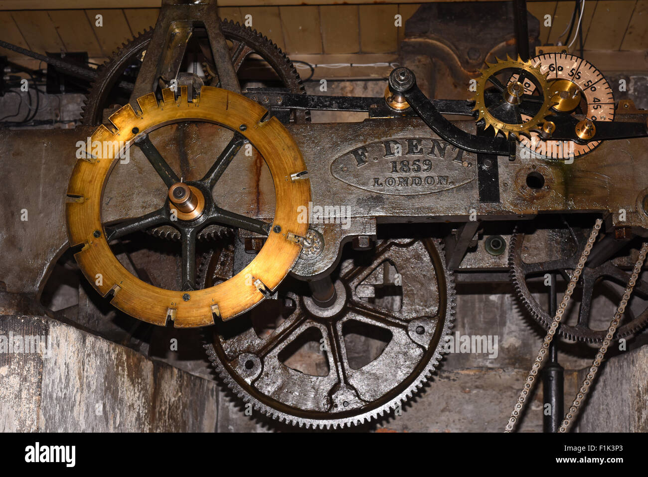 leeds town hall clock mechanism made by f. dent of london in 1859 , leeds yorkshire united kingdom Stock Photo