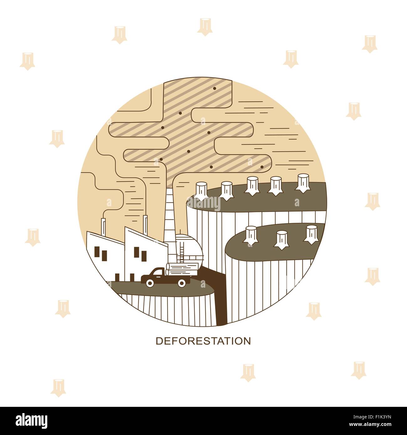 deforestation concept in flat thin line style Stock Vector Image & Art ...