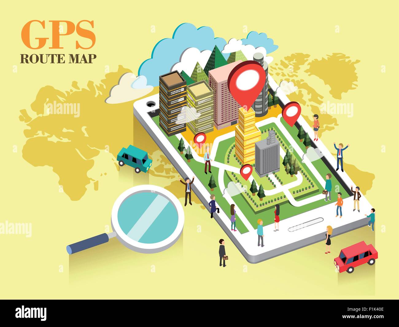 flat 3d isometric design of GPS route map concept Stock Vector Image & Art  - Alamy