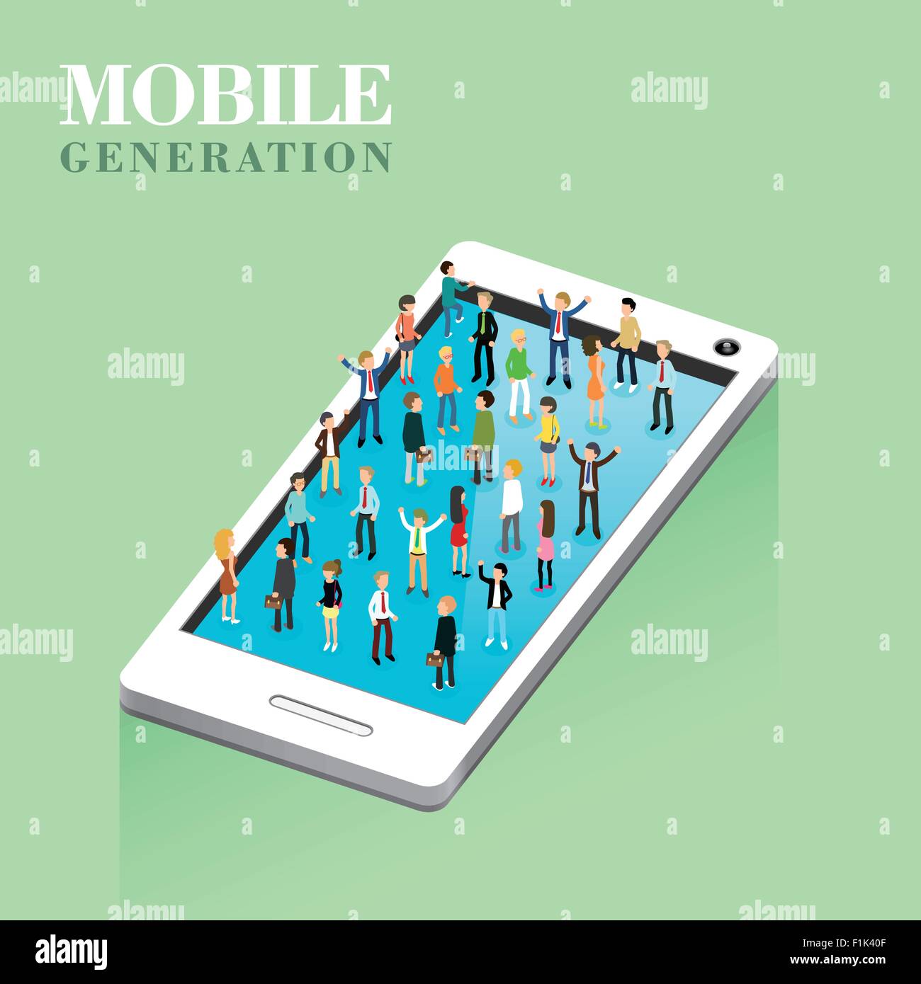 flat 3d isometric design of mobile generation concept Stock Vector ...