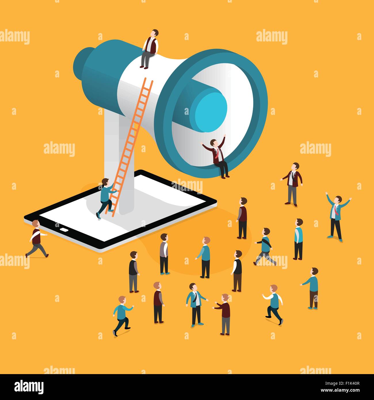 flat 3d isometric design of media promotions concept Stock Vector Image ...