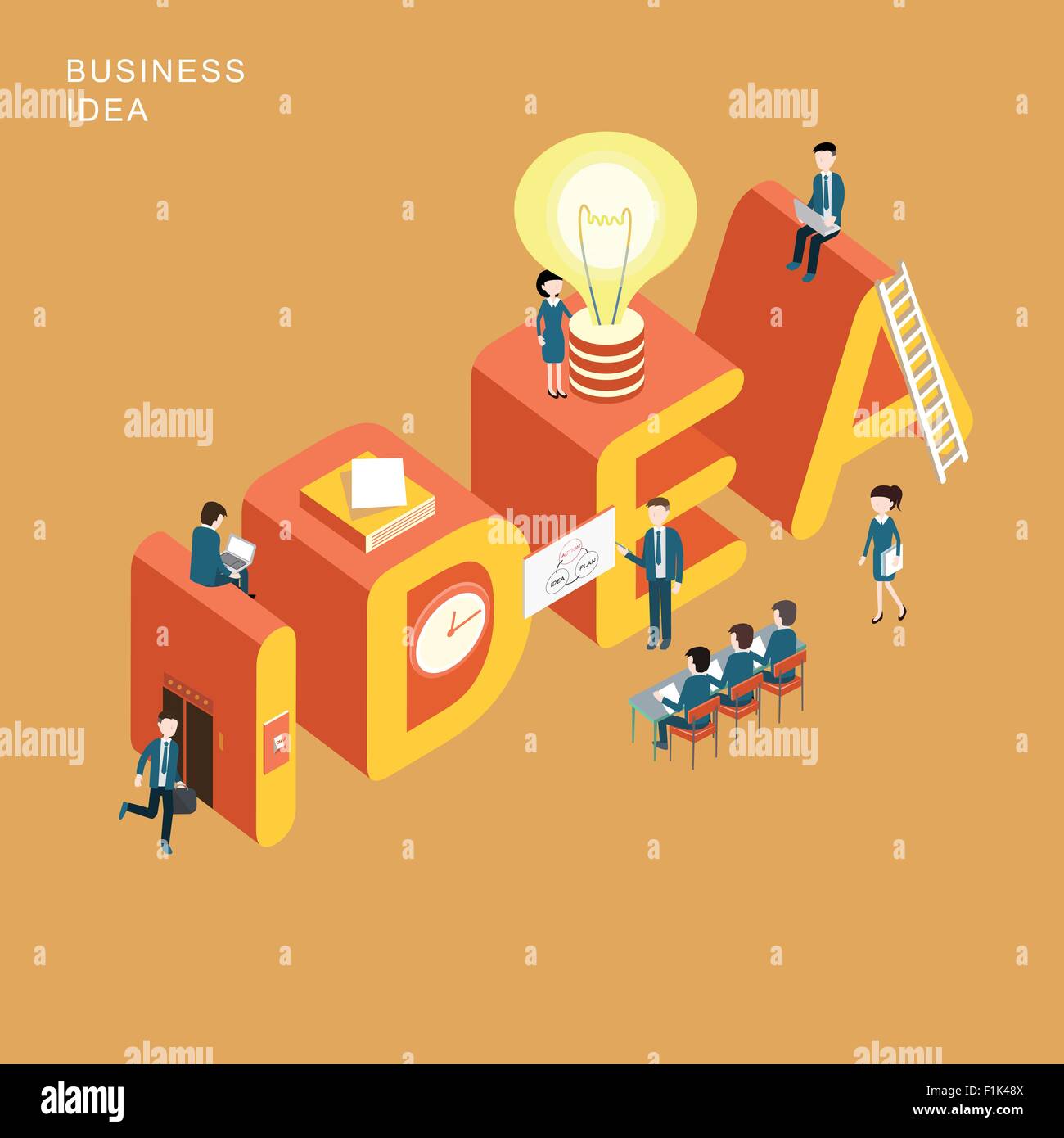 flat 3d isometric design of business idea concept Stock Vector Image ...