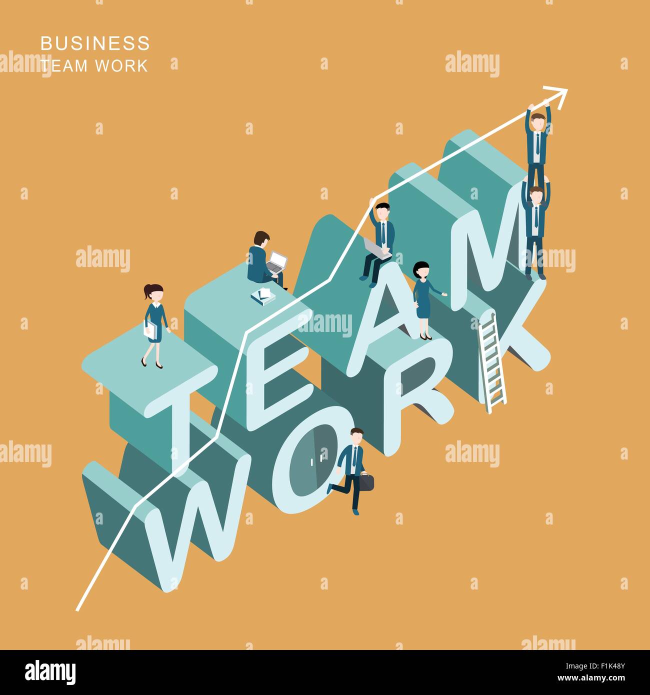 flat 3d isometric design of teamwork concept Stock Vector Image & Art ...