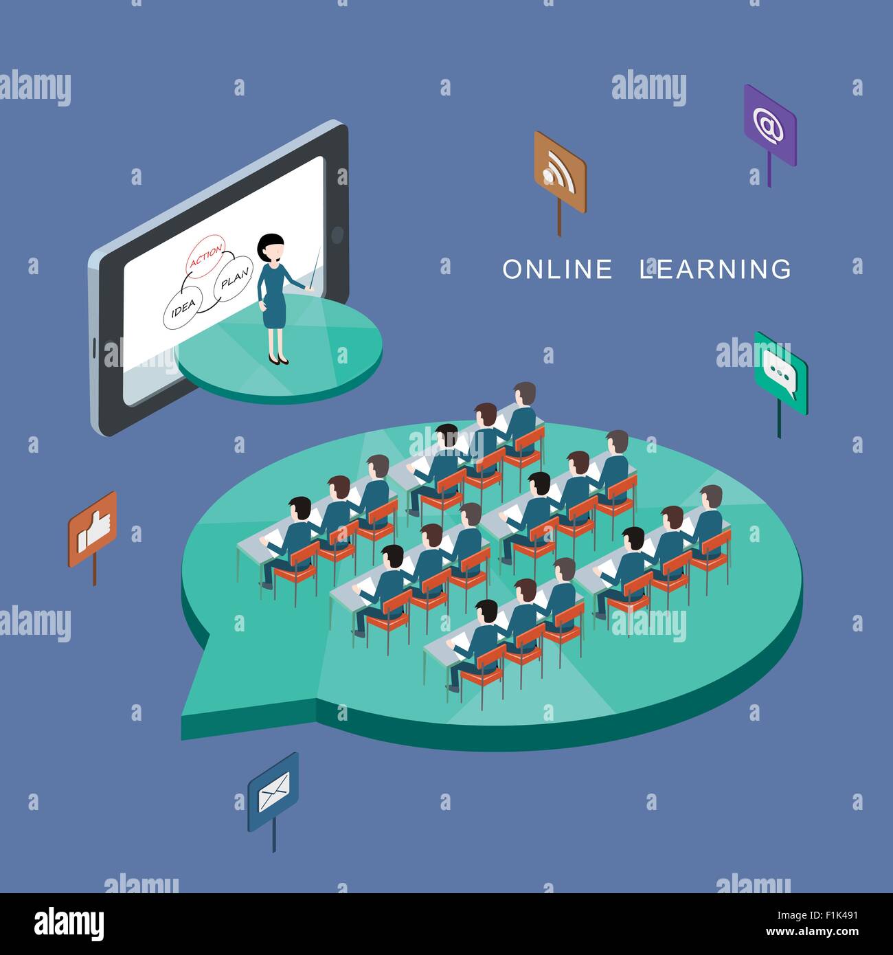 flat 3d isometric design of online learning concept Stock Vector Image ...