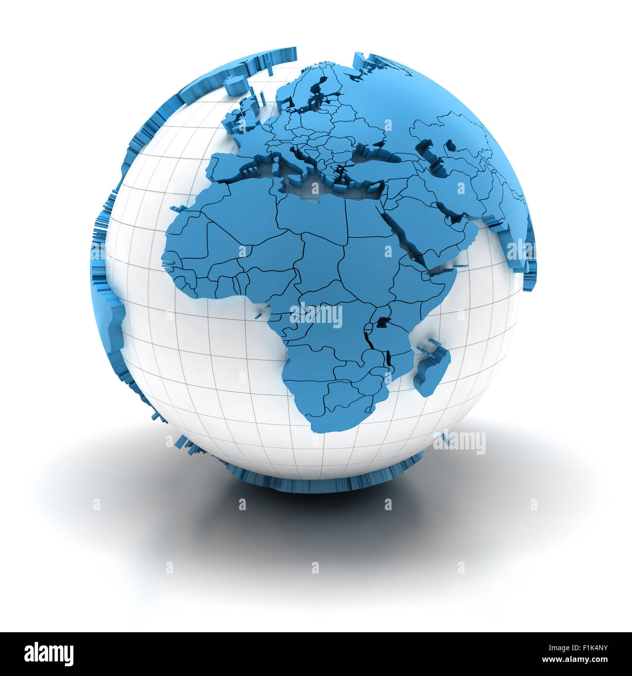 Globe with extruded continents, Europe and Africa region Stock Photo