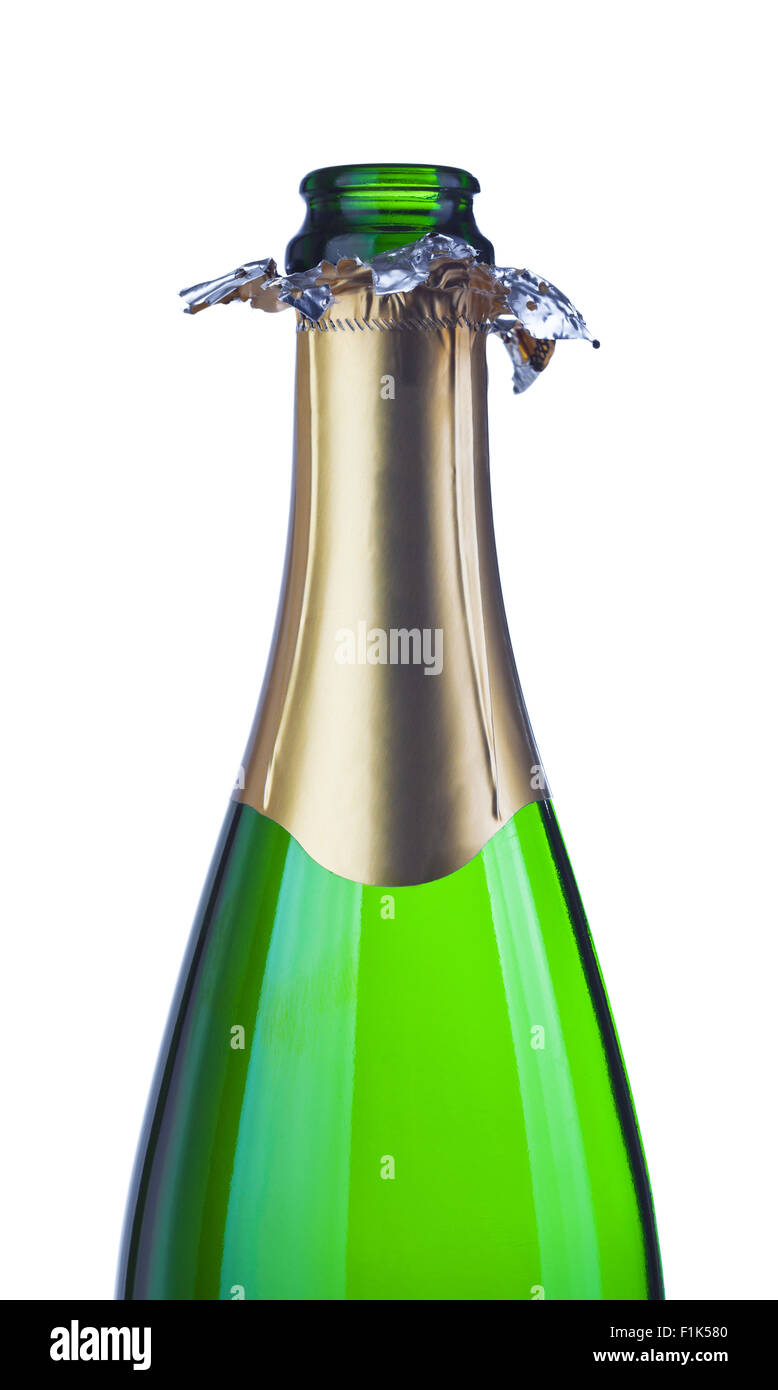 opened champagne bottle isolated on white background Stock Photo
