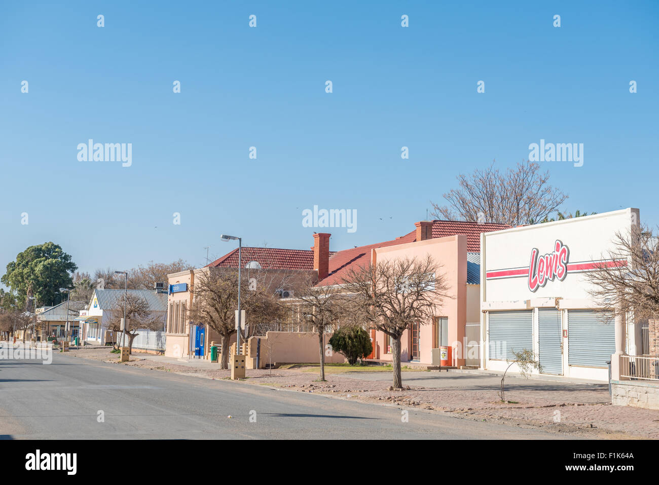 Street scene in Hopetown, a small town on the banks of the Gariep River (Orange River) Stock Photo