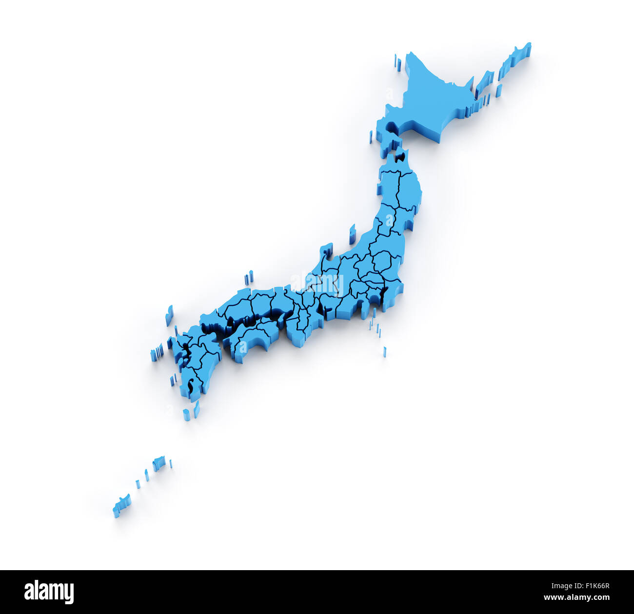 Map of Japan with provinces in separate pieces Stock Photo