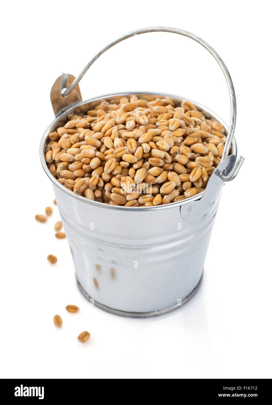 wheat grain in bucket isolated on white background Stock Photo Alamy