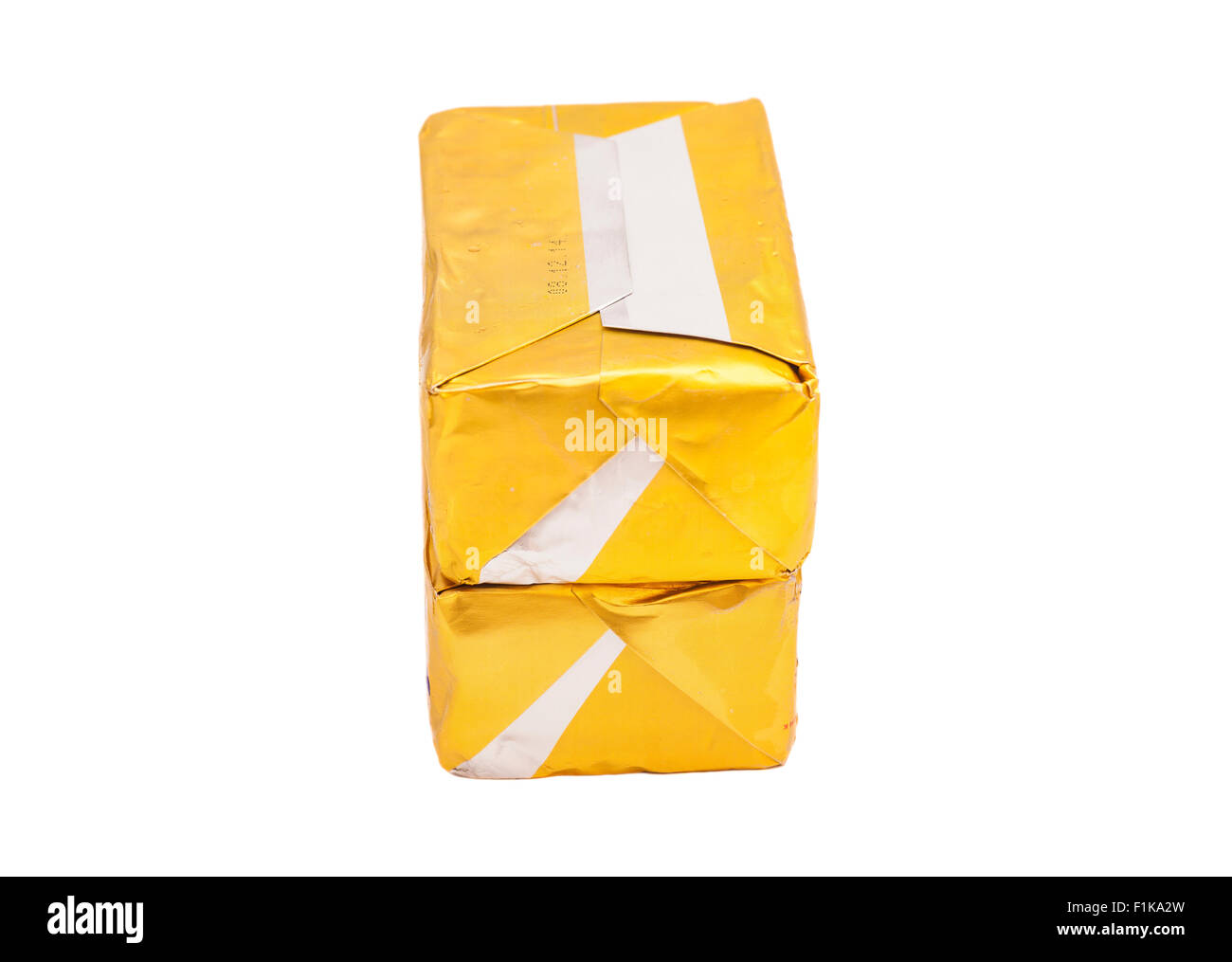 wrapped butter sticks on white background Stock Photo Alamy