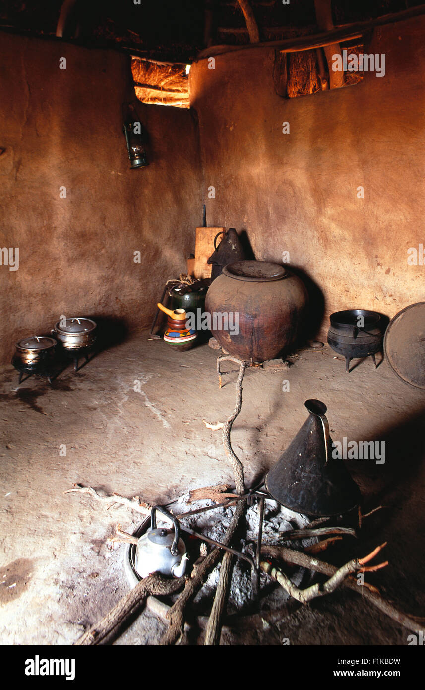 Interior of rural kitchen, Tsonge village homes, Gazenkulu, South