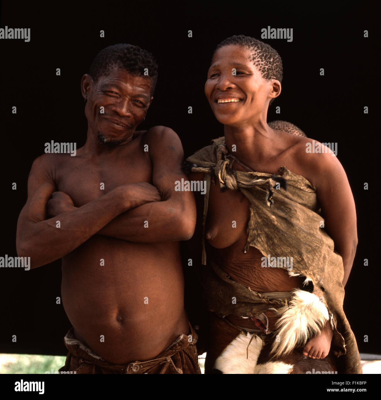 Bushman Couple, Botswana Stock Photo