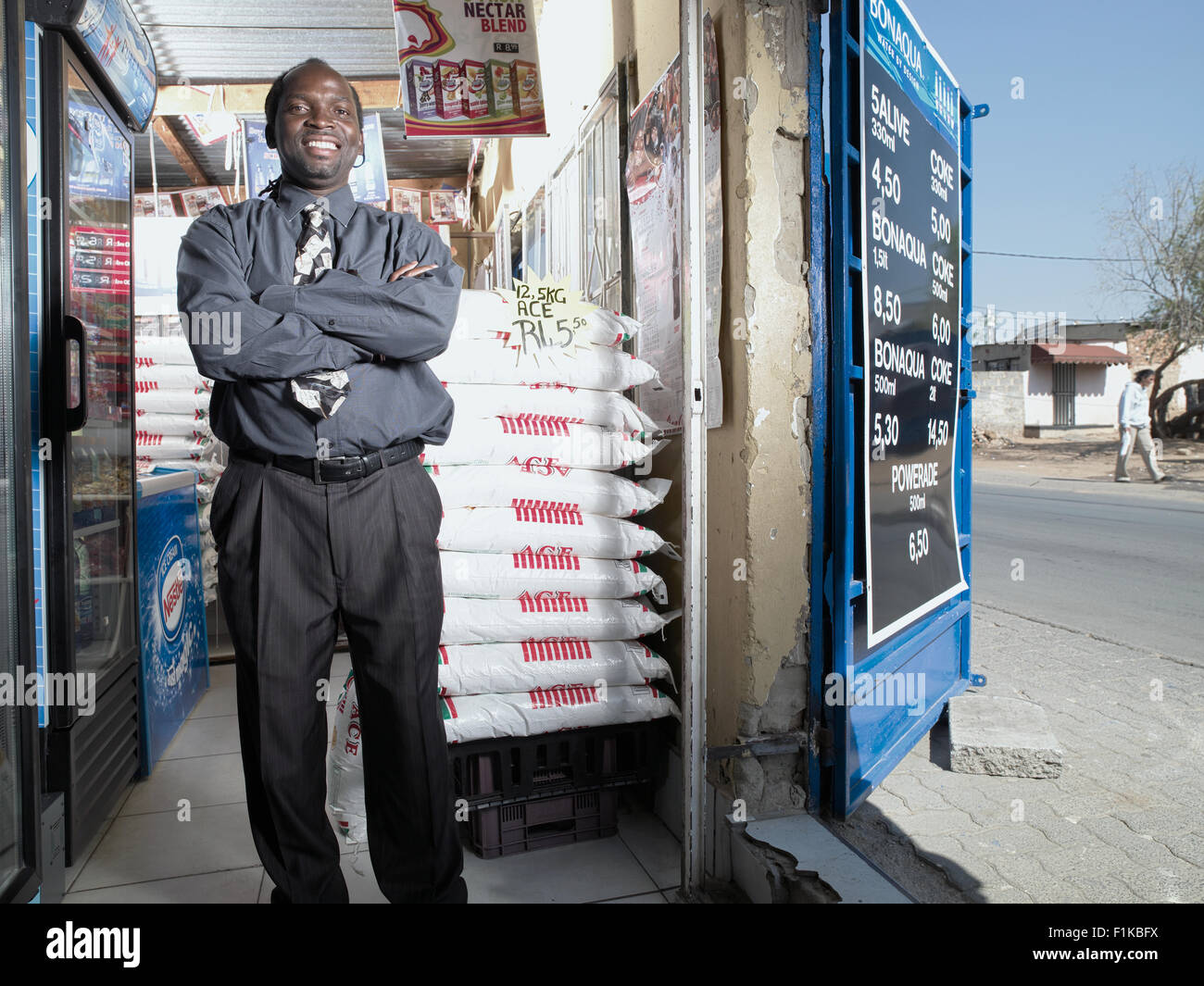 Proud township spaza shop owner, business man, Alexandra, Gauteng