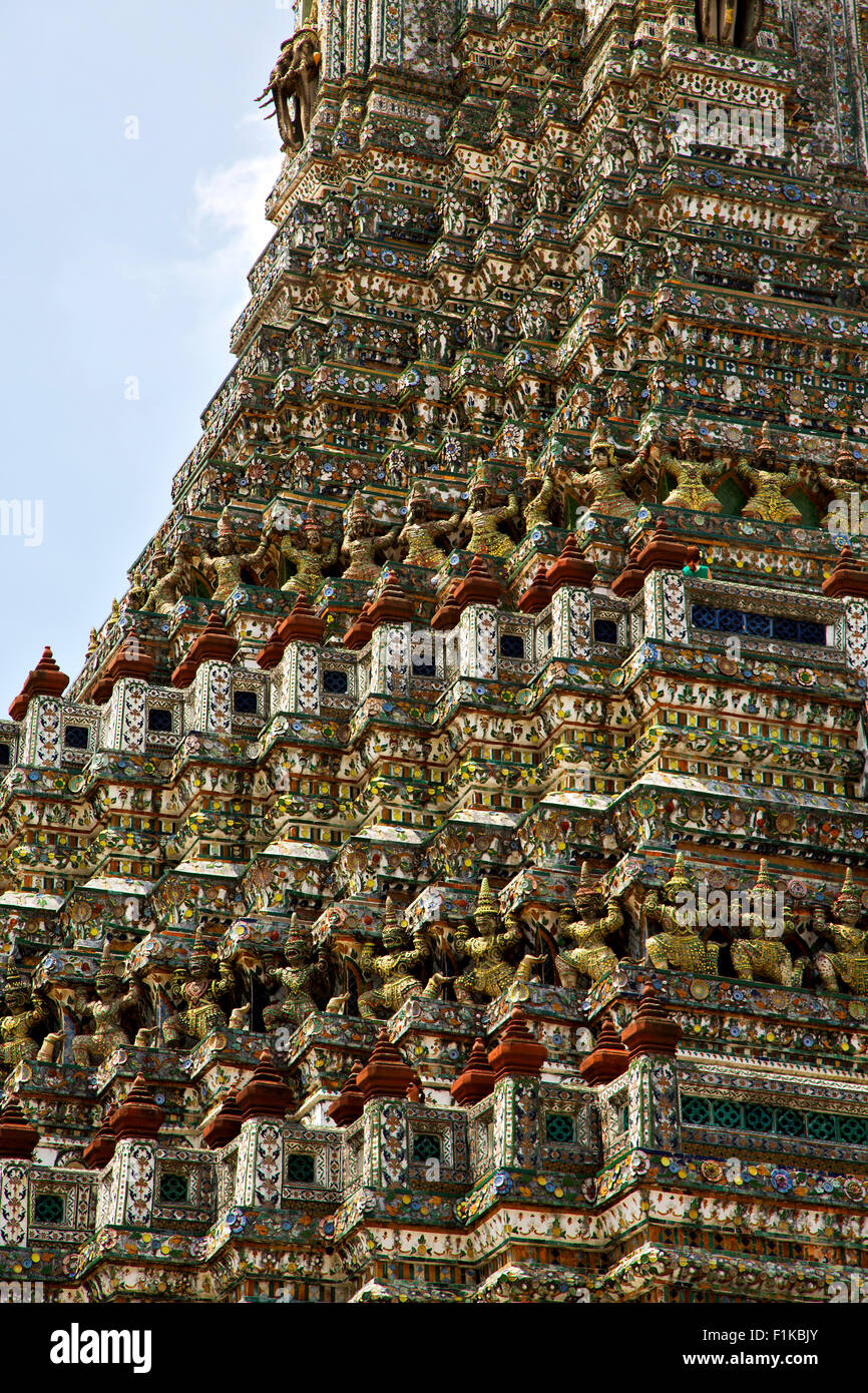 asia bangkok in temple thailand abstract cross colors roof wat and ...