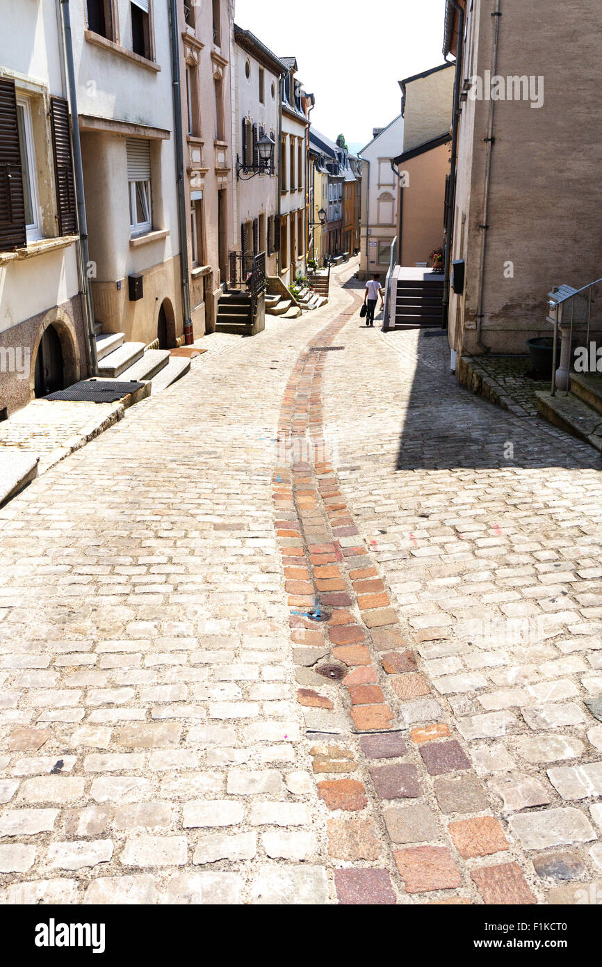 This is a street in the place Remich in the country Luxembourg. Stock Photo