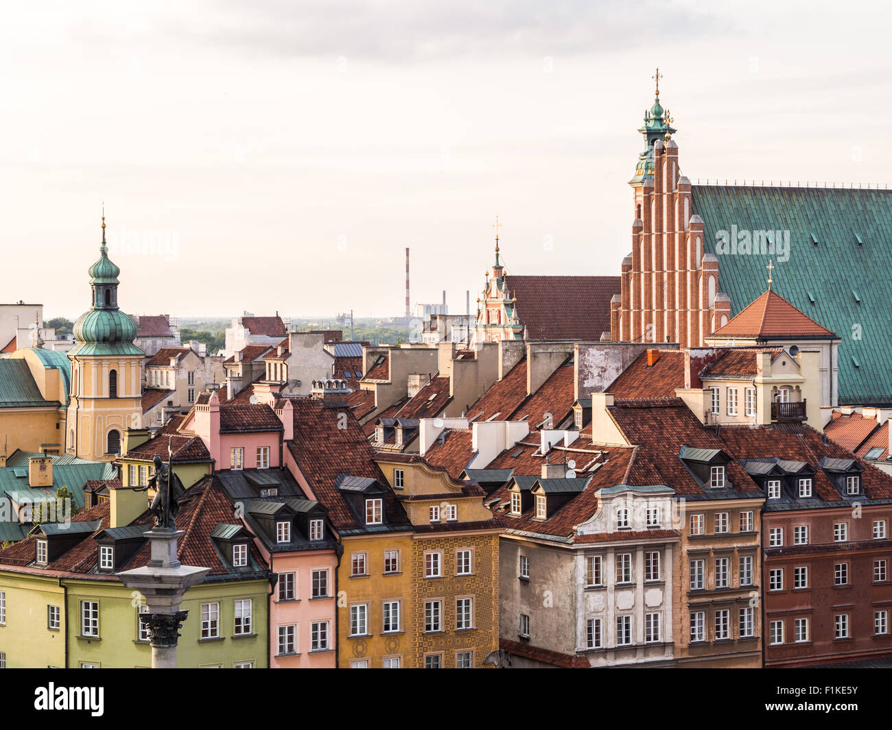 Traditional architecture in the Old Town of Warsaw, Poland, seen from the viewing tarrace on the sain Anna's church. Stock Photo