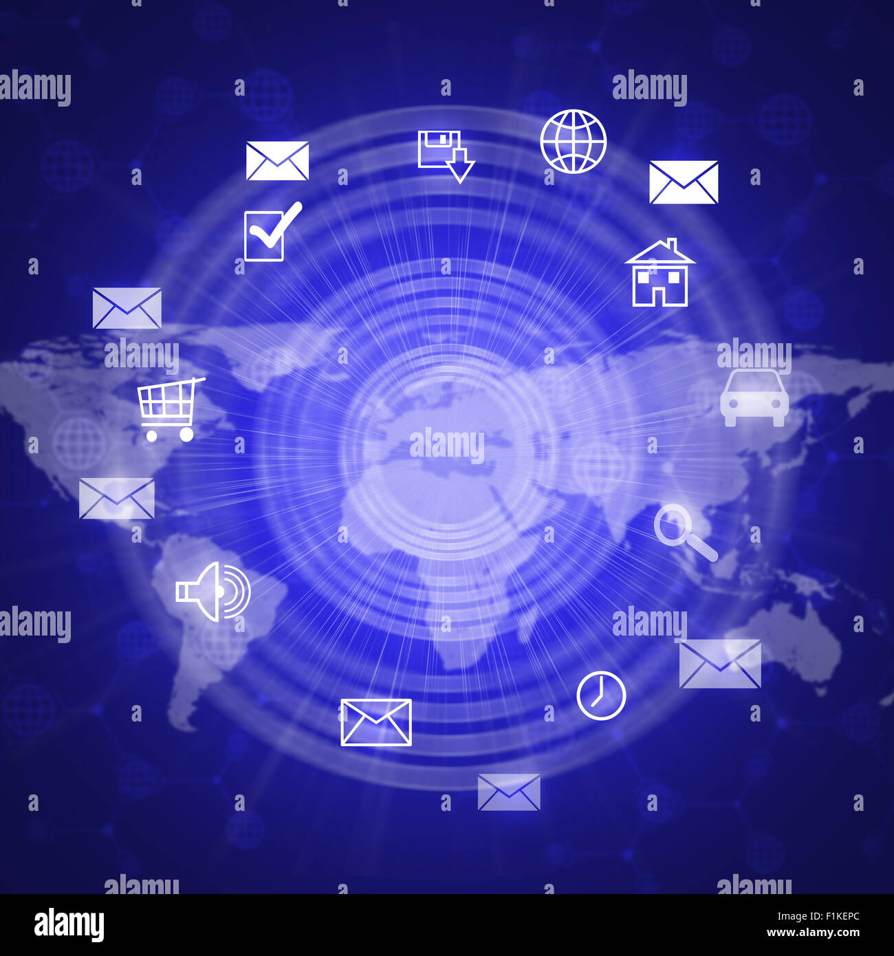 Abstract background with computer icons Stock Photo - Alamy