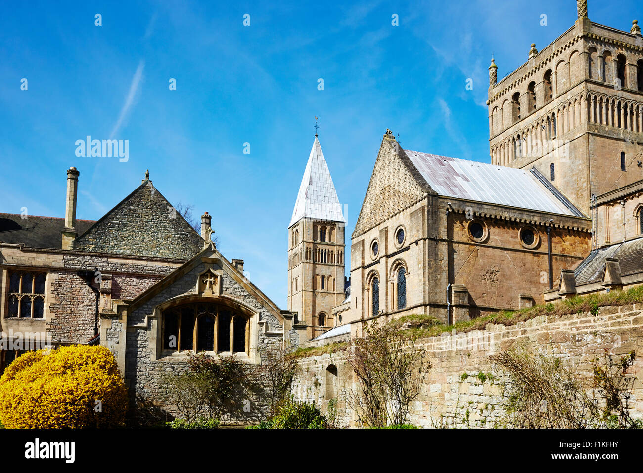 View of The Minster and Archbishop's Palace in Southwell, Nottinghamshire, England, UK. Stock Photo