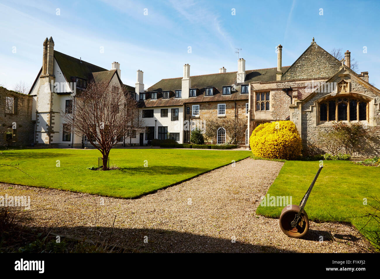 View of the gardens and buildings of the Archbishop's Palace in Southwell, Nottinghamshire, England, UK. Stock Photo