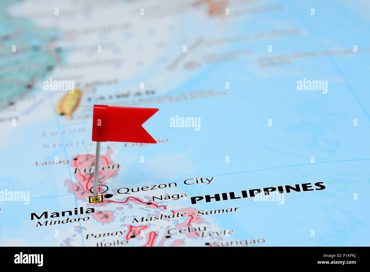Manila Pinned On A Map Of Asia F1KFKJ 