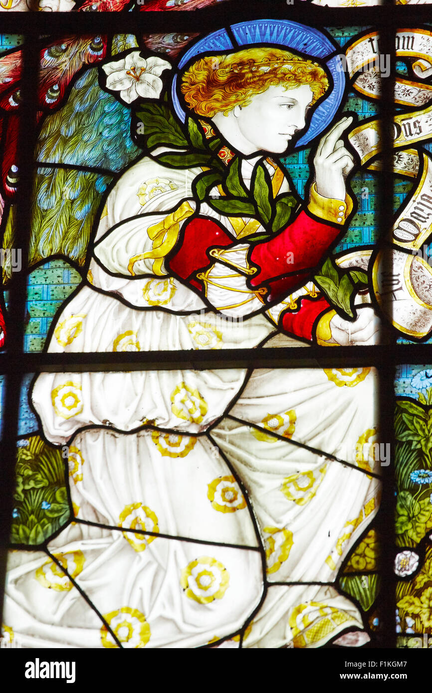 Section of a stained glass window in Southwell Minster, Southwell, Nottingham, England. Stock Photo