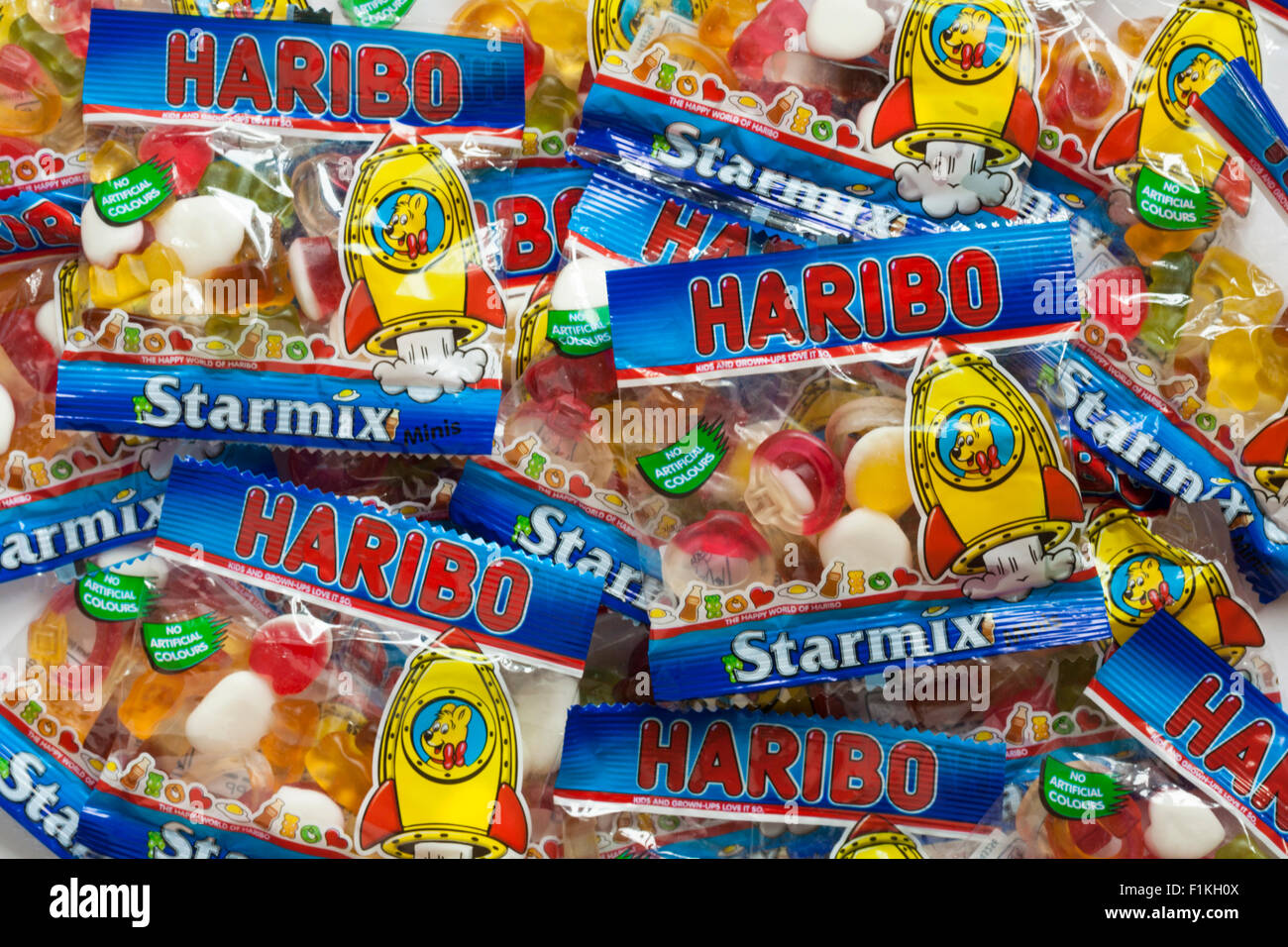Pile of packets of Haribo Starmix sweets Stock Photo