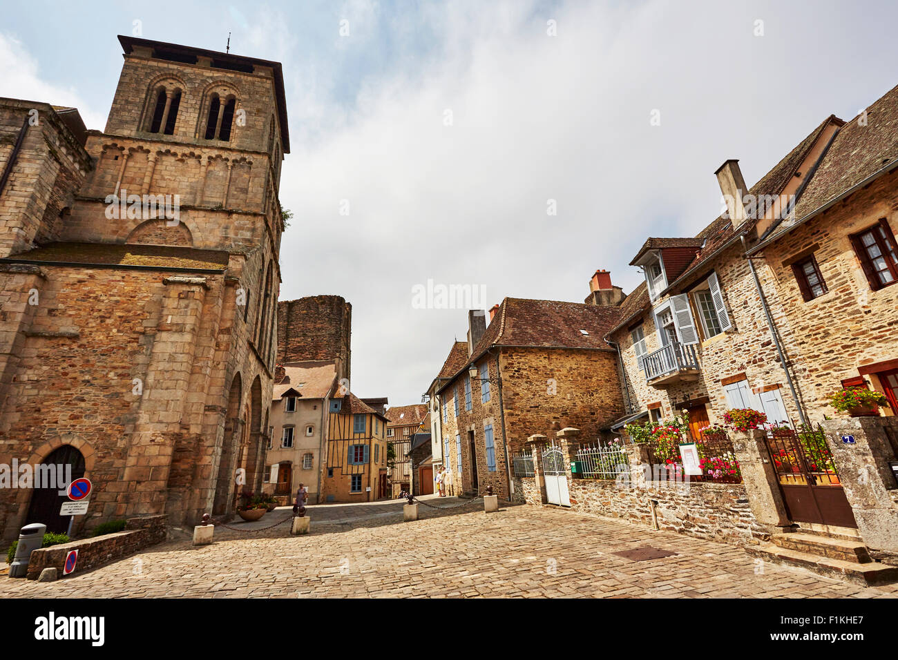 Street view of old historic buildings in Saint-Yrieix-la-Perche,  Haute-Vienne, Limousin, France Stock Photo - Alamy