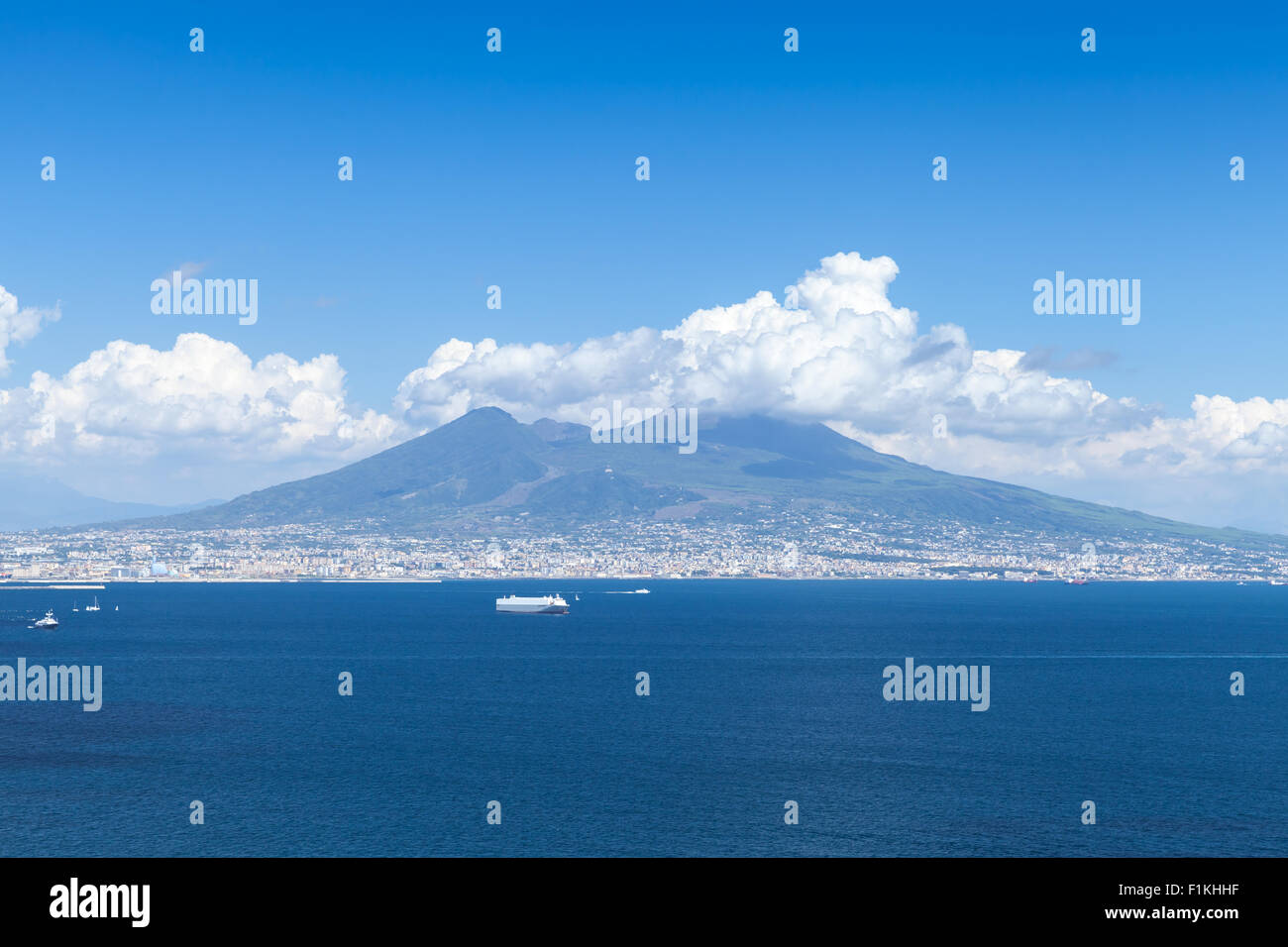 Italian coastal landscape with Mount Vesuvius on the horizon Stock Photo