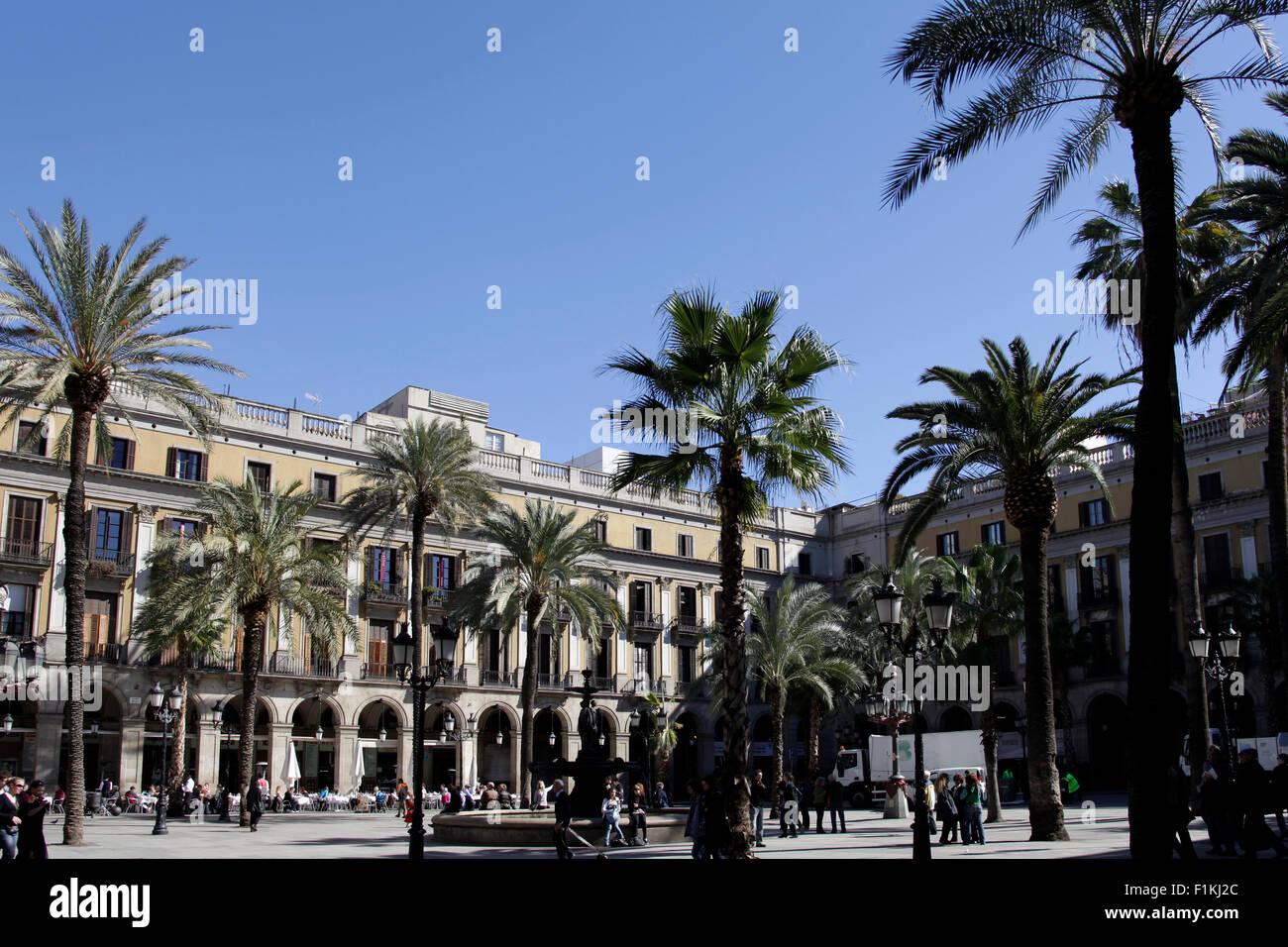 Plaça Reial Square in Barcelona, Catalonia, Spain, Europe Stock Photo Plaça Reial Square in Barcelona, Catalonia, Spain, Europe Stock Photo